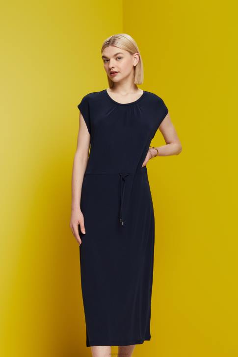 Dresses Navy Women Esprit Drawstring Crepe Midi Dress V48Z51