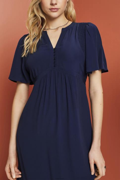 Dresses Navy Women Esprit Midi dress with a fixed tie belt V48Z231