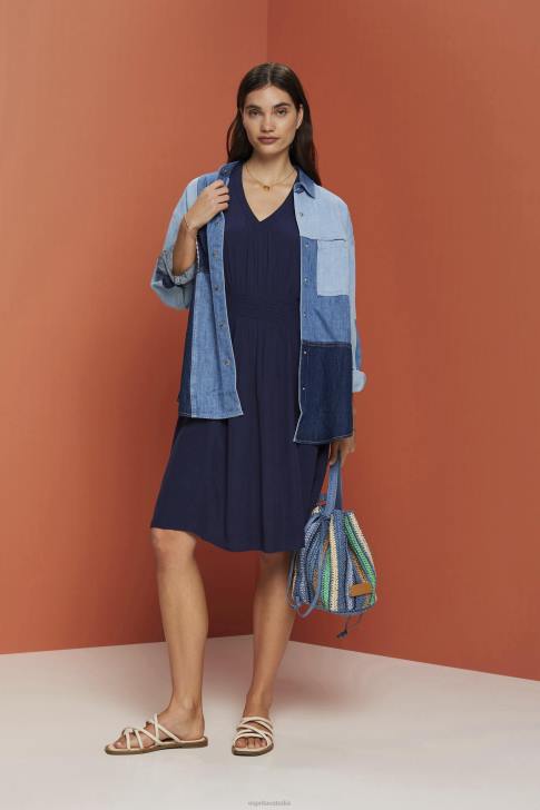 Dresses Navy Women Esprit Mini dress with a smocked waist V48Z228
