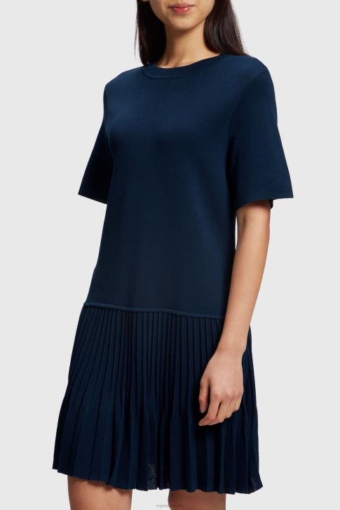 Dresses Navy Women Esprit Pretty Pleats Frill Hem Dress V48Z470