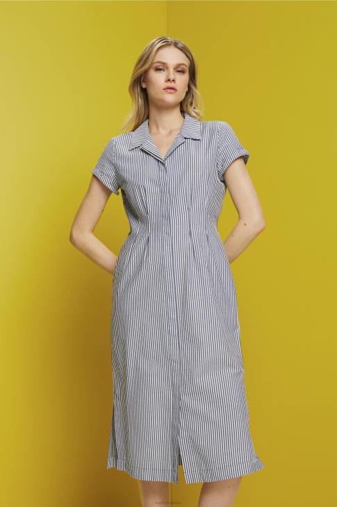 Dresses Navy Women Esprit Seersucker shirt dress, 100% cotton V48Z179