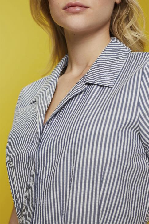 Dresses Navy Women Esprit Seersucker shirt dress, 100% cotton V48Z179