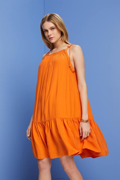 Dresses Orange Women Esprit Strappy dress with smock, TENCEL V48Z116
