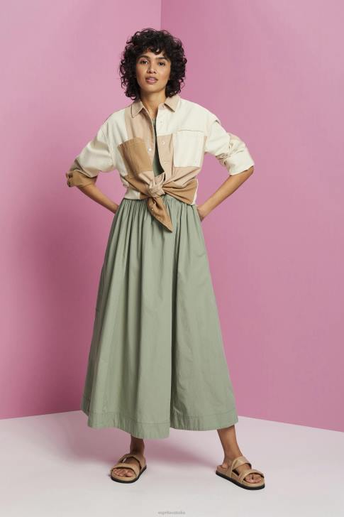 Dresses Pale Khaki Women Esprit Cotton Midi Dress V48Z184