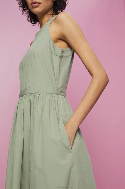 Dresses Pale Khaki Women Esprit Cotton Midi Dress V48Z184