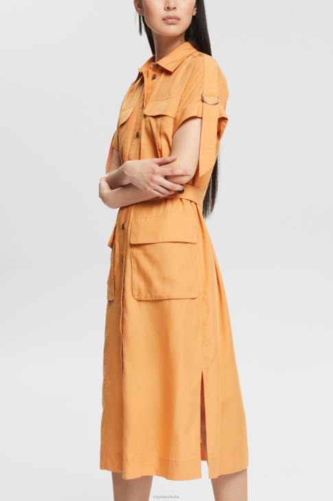 Dresses Peach Women Esprit Blended linen: shirt dress with a belt V48Z542