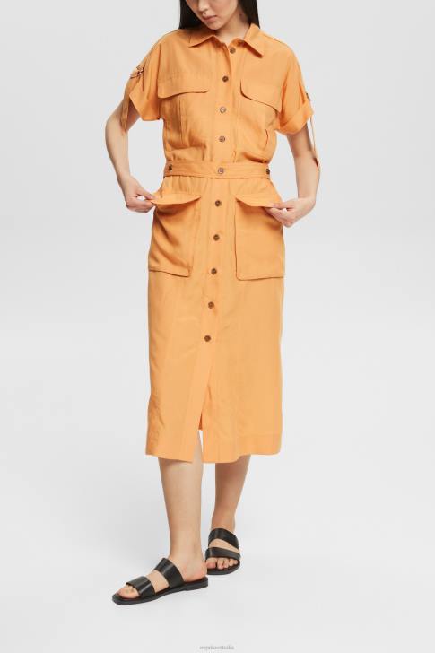 Dresses Peach Women Esprit Blended linen: shirt dress with a belt V48Z542