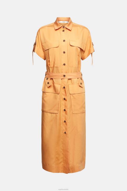 Dresses Peach Women Esprit Blended linen: shirt dress with a belt V48Z542
