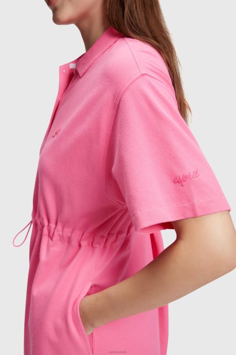 Dresses Pink Women Esprit Dolphin Tennis Club Pleated Polo Dress V48Z503