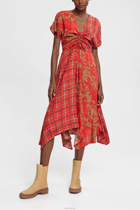 Dresses Red Women Esprit Mixed pattern dress, LENZING ECOVERO V48Z547
