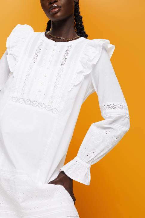Dresses White Women Esprit Cotton Lace Knee-Length Dress V48Z111