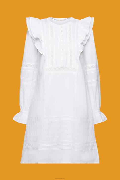 Dresses White Women Esprit Cotton Lace Knee-Length Dress V48Z111