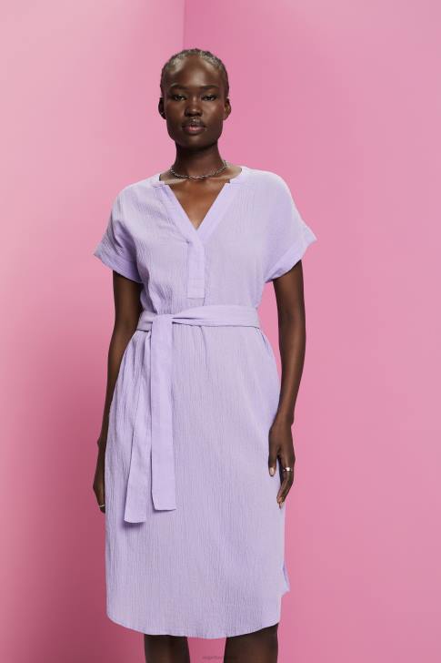 Dresses White Women Esprit Crinkled midi dress with belt V48Z54