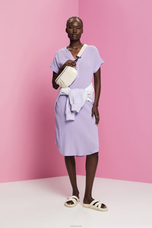 Dresses White Women Esprit Crinkled midi dress with belt V48Z54