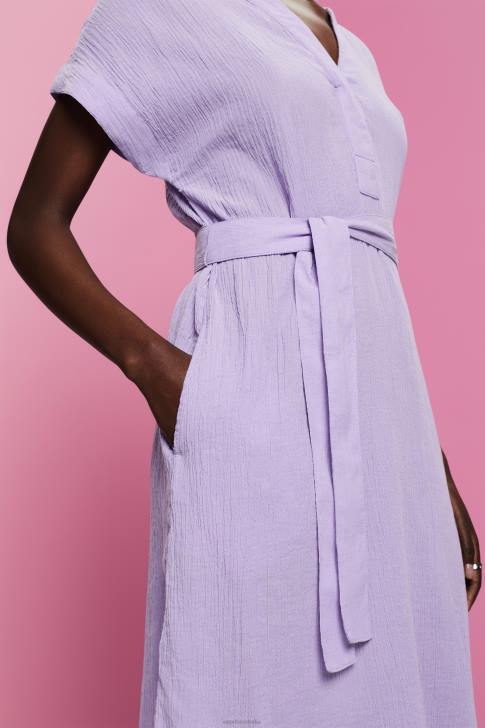 Dresses White Women Esprit Crinkled midi dress with belt V48Z54