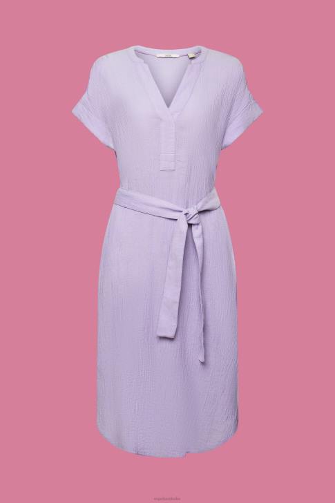 Dresses White Women Esprit Crinkled midi dress with belt V48Z54