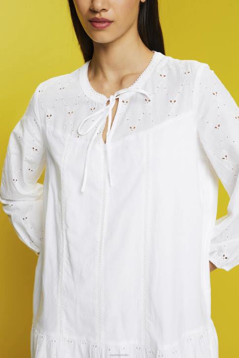 Dresses White Women Esprit Embroidered dress, 100% cotton V48Z186
