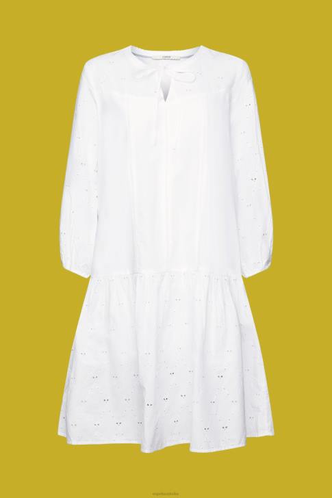 Dresses White Women Esprit Embroidered dress, 100% cotton V48Z186