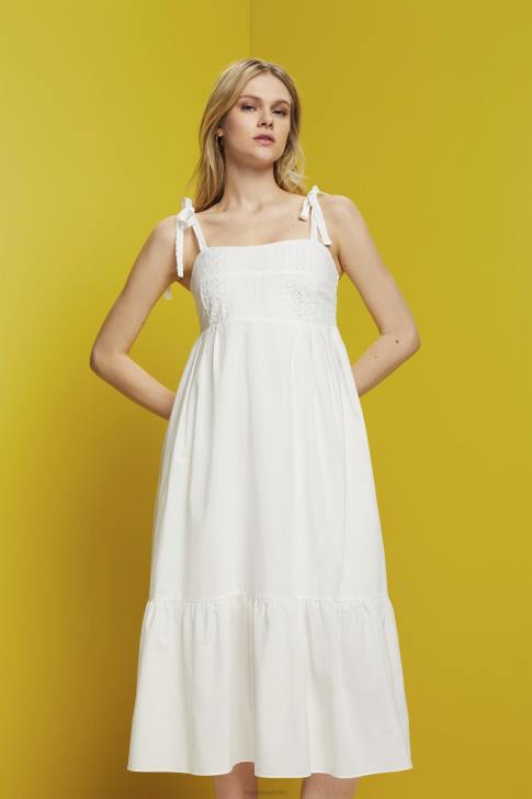 Dresses White Women Esprit Midi dress with embroidery, LENZING ECOVERO V48Z205