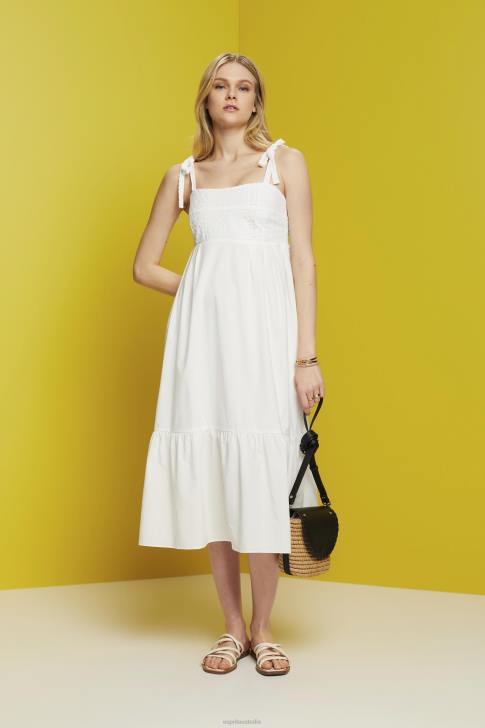 Dresses White Women Esprit Midi dress with embroidery, LENZING ECOVERO V48Z205