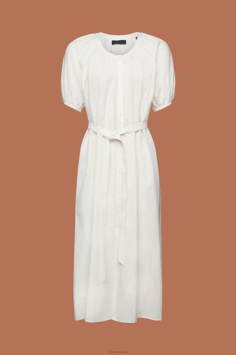 Dresses White Women Esprit Midi shirt dress with a tie belt, cotton blend V48Z235