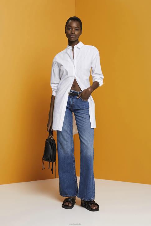 Dresses White Women Esprit Pinstriped shirt dress, 100% cotton V48Z277