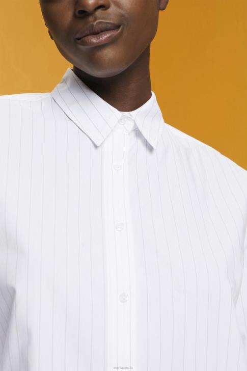 Dresses White Women Esprit Pinstriped shirt dress, 100% cotton V48Z277