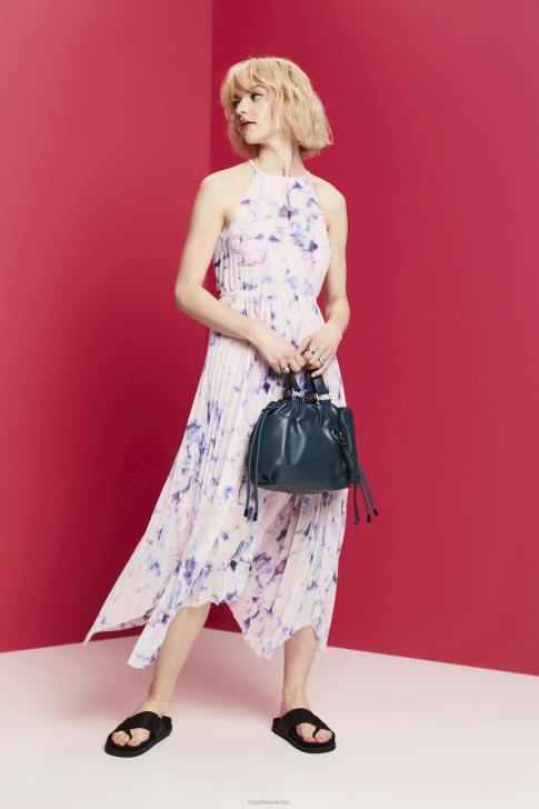 Dresses White Women Esprit Pleated Chiffon Midi Dress V48Z94