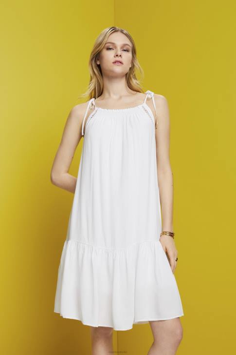 Dresses White Women Esprit Strappy dress with smock, TENCEL V48Z203