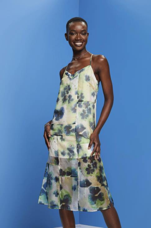 Dresses Yellow Women Esprit Patterned organza midi dress V48Z197