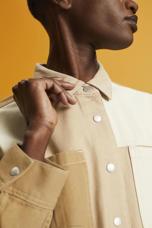 Jackets Beige Women Esprit Patchwork shacket V48Z293