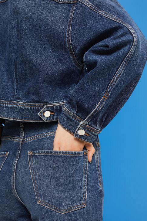 Jackets Blue Medium Wash Women Esprit Cropped denim jacket V48Z550