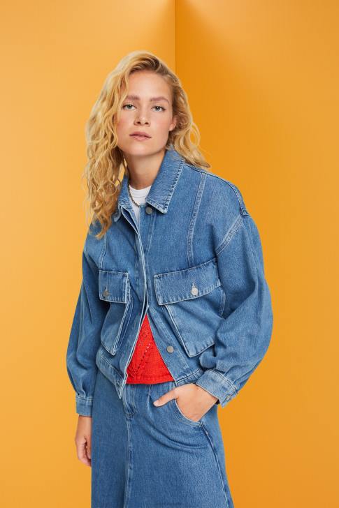 Jackets Blue Medium Wash Women Esprit Denim jacket V48Z549