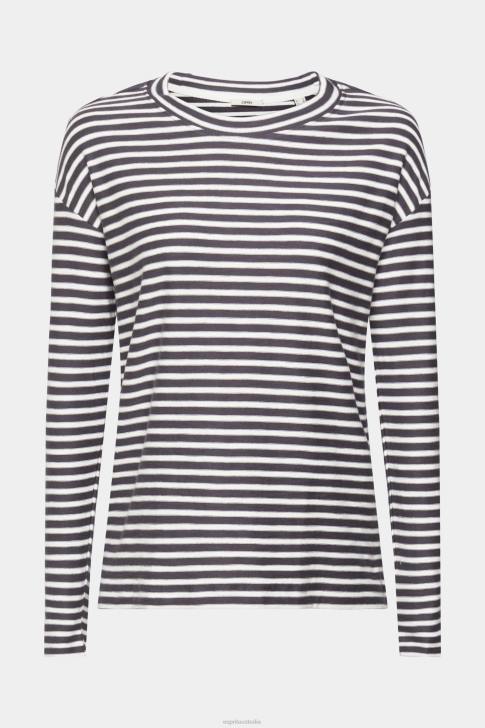 Long Sleeve Anthracite Women Esprit Striped long sleeve, 100% cotton V48Z250