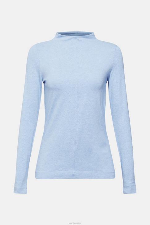 Long Sleeve Bright Blue Women Esprit Boat neck long sleeve top V48Z367
