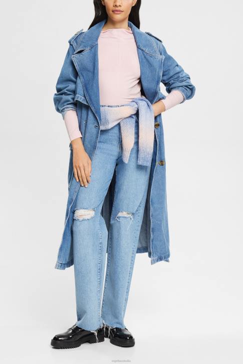 Long Sleeve Light Pink Women Esprit Boat neck long sleeve top V48Z368