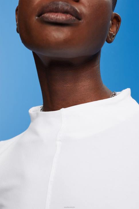 Long Sleeve White Women Esprit Boat neck long sleeve top V48Z369