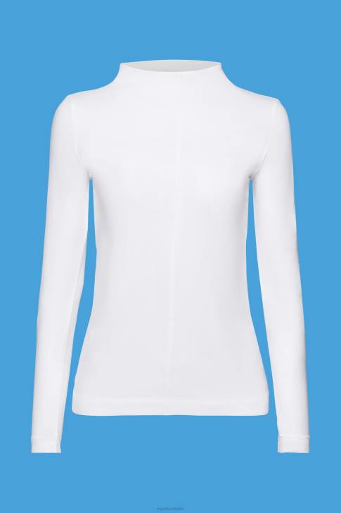 Long Sleeve White Women Esprit Boat neck long sleeve top V48Z369
