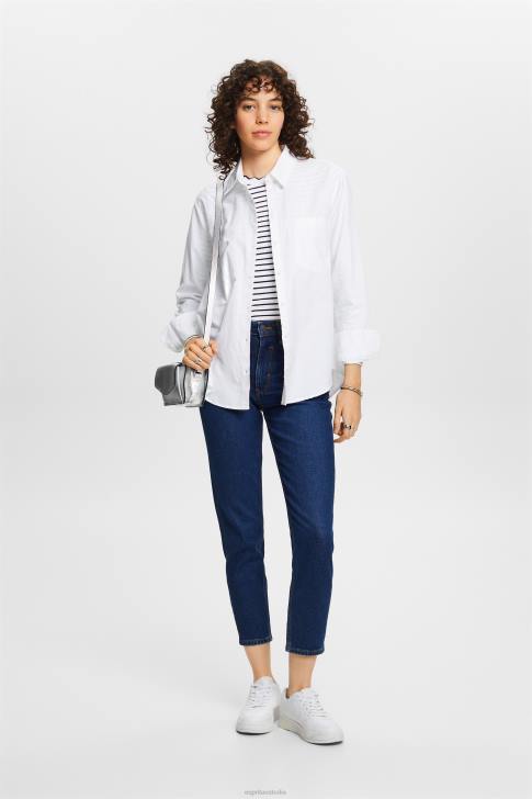 Long Sleeve White Women Esprit Long sleeve top with a scalloped neck V48Z34