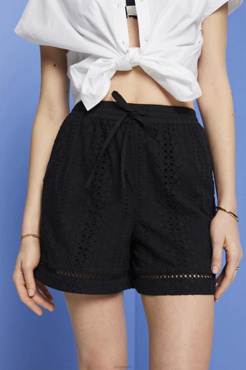 Shorts Black Women Esprit Embroidered shorts, LENZING ECOVERO V48Z210