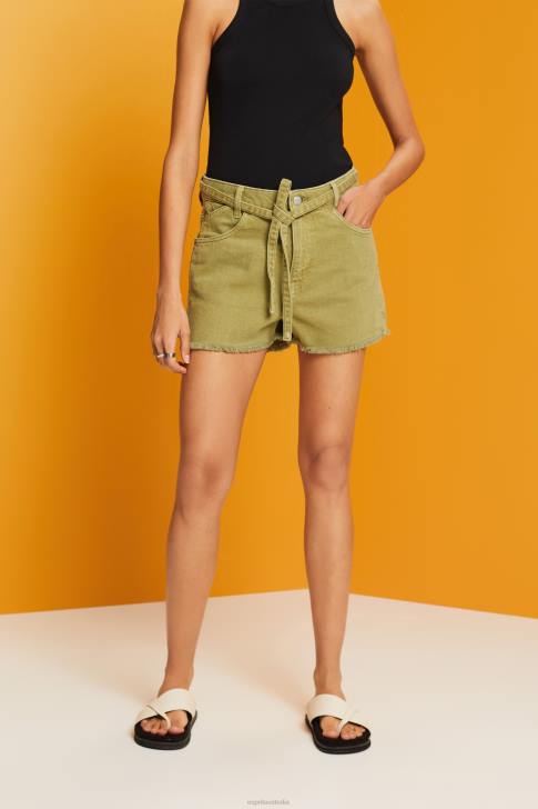 Shorts White Women Esprit High Rise Tie Waist Denim Shorts V48Z57