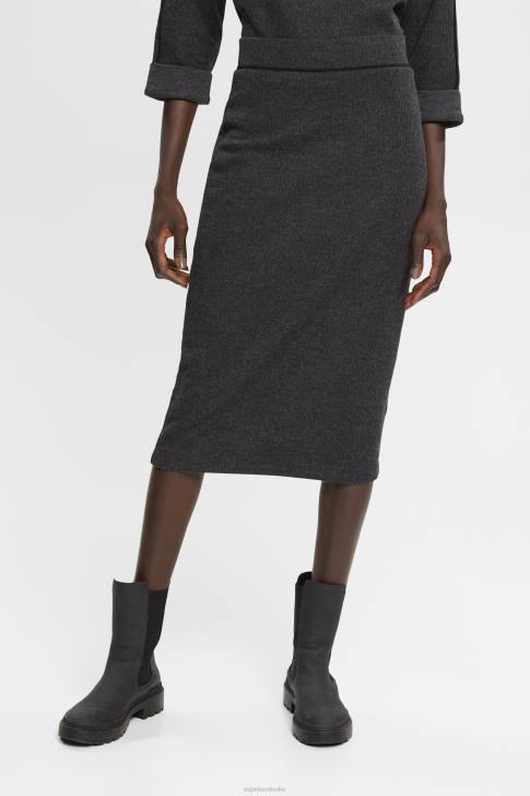 Skirts Anthracite Women Esprit Rib knit pencil skirt V48Z431