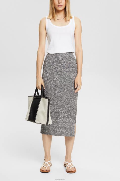 Skirts Anthracite Women Esprit Space dye rib-knit midi skirt V48Z534