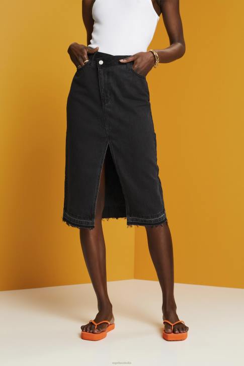 Skirts Black Medium Wash Women Esprit Midi skirt with an asymmetric waistband V48Z208