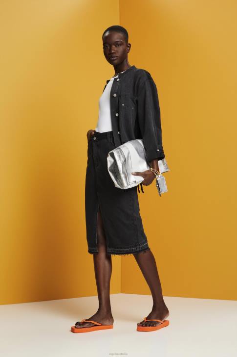 Skirts Black Medium Wash Women Esprit Midi skirt with an asymmetric waistband V48Z208