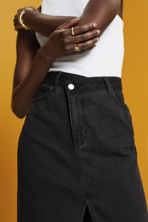 Skirts Black Medium Wash Women Esprit Midi skirt with an asymmetric waistband V48Z208