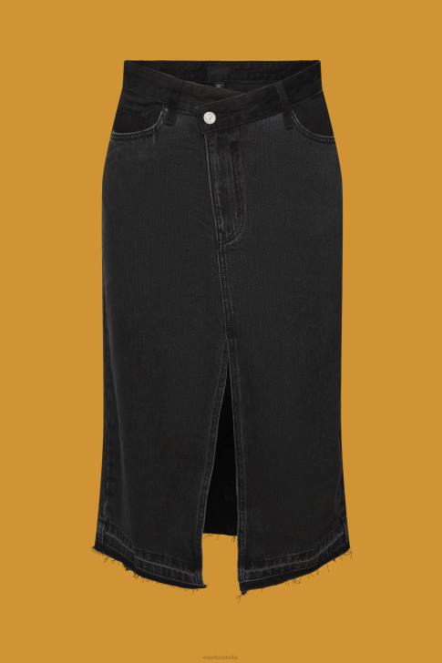 Skirts Black Medium Wash Women Esprit Midi skirt with an asymmetric waistband V48Z208