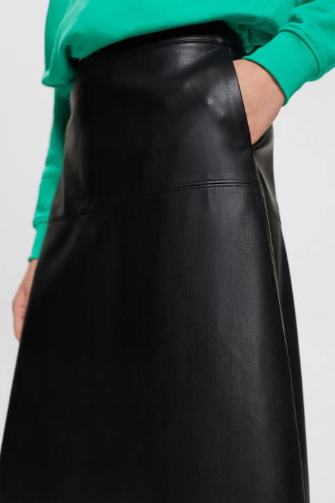 Skirts Black Women Esprit CURVY Faux leather midi skirt V48Z405