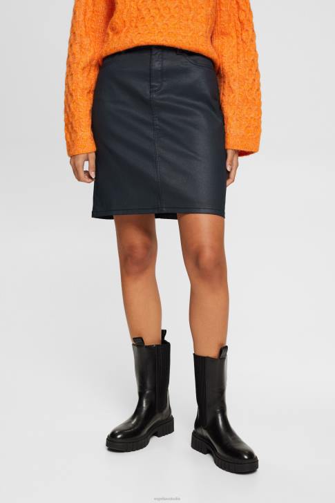 Skirts Black Women Esprit Leather effect midi skirt V48Z443
