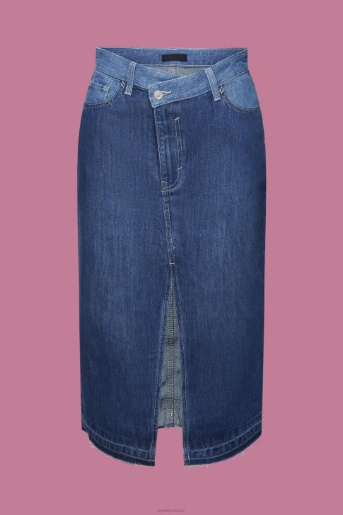 Skirts Blue Dark Wash Women Esprit Midi skirt with an asymmetric waistband V48Z209